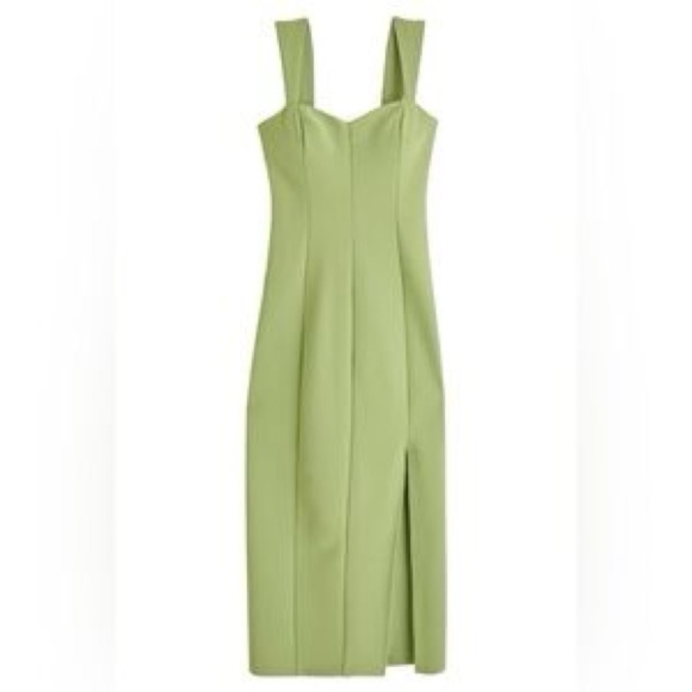 NWT Abercrombie & fitch wide strap ribbed corset midi dress green Large